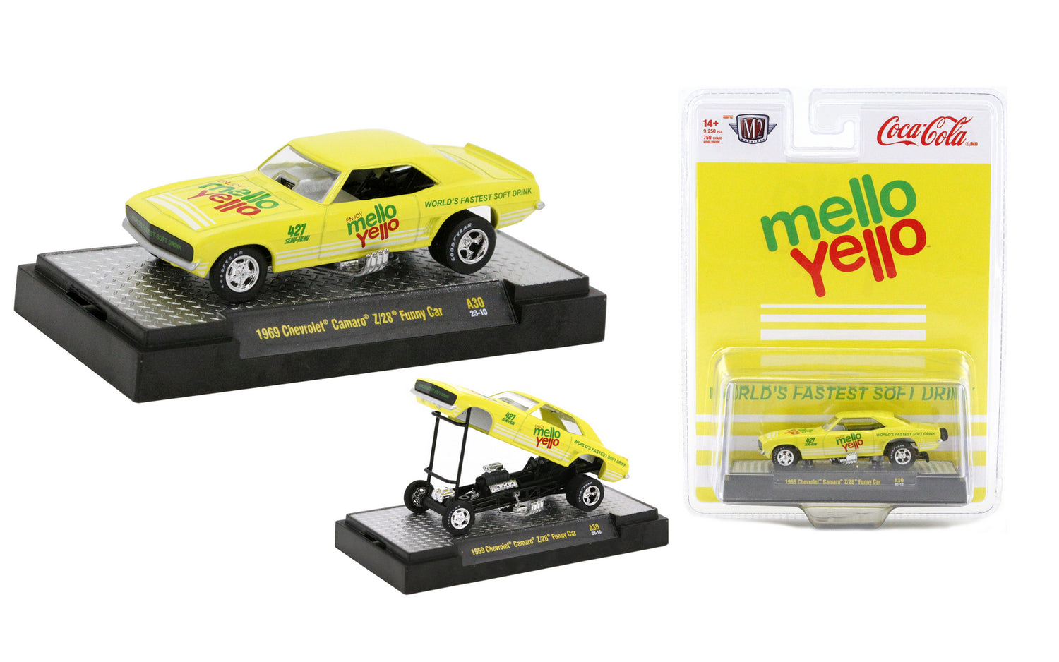 1969 Chevrolet Camaro Z/28 Funny Car, Mello Yello, (Échelle-Scale 1:64)