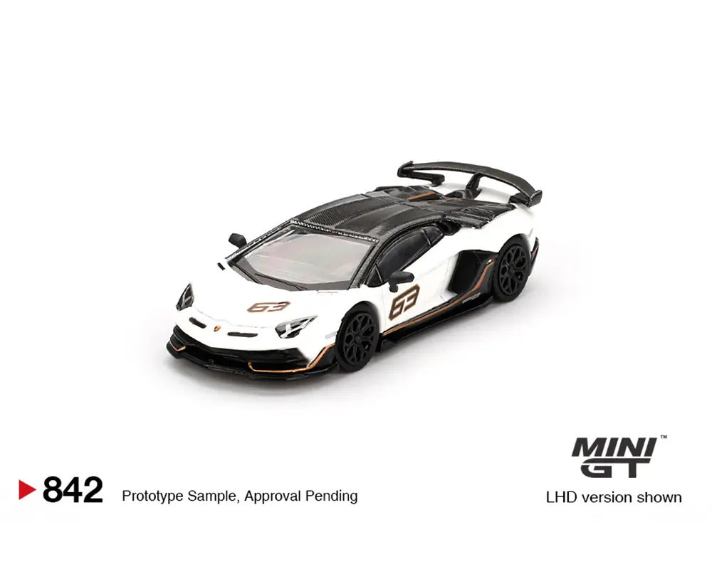 MINI GT- LAMBORGHINI AVENTADOR SVJ 63 – BIANCO ASOPO-(MGT00842)