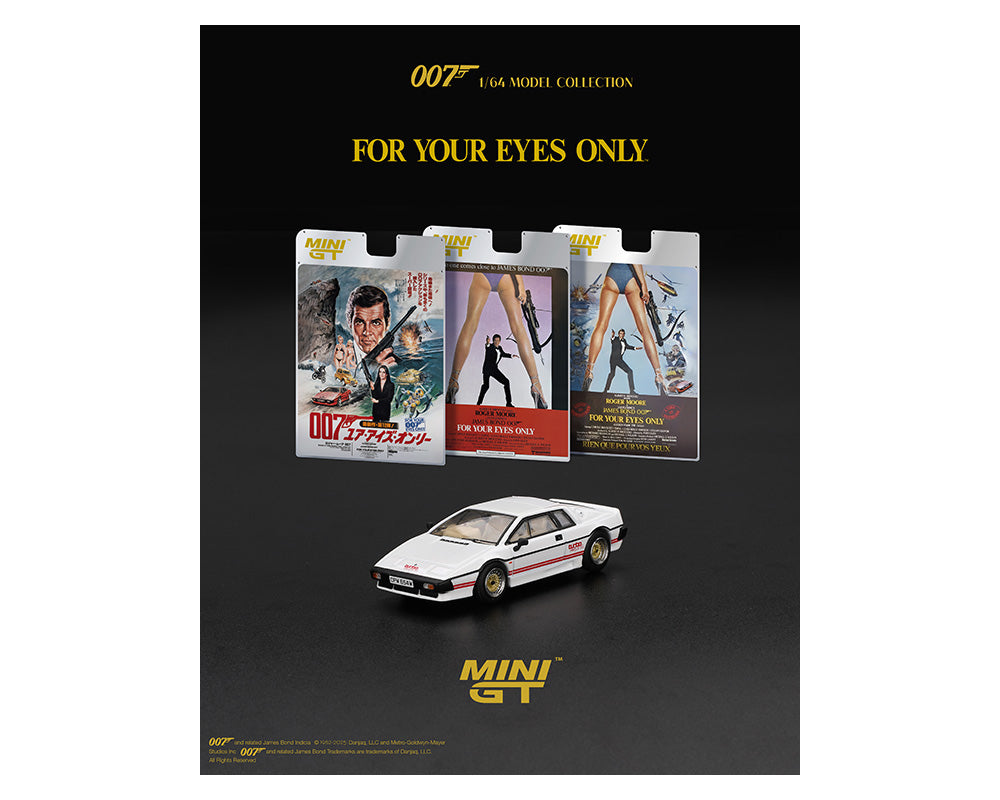 Mini GT- Lotus Esprit Turbo White “For Your Eyes Only” – English Version Packaging – Limited Edition (MGT00907-007E)