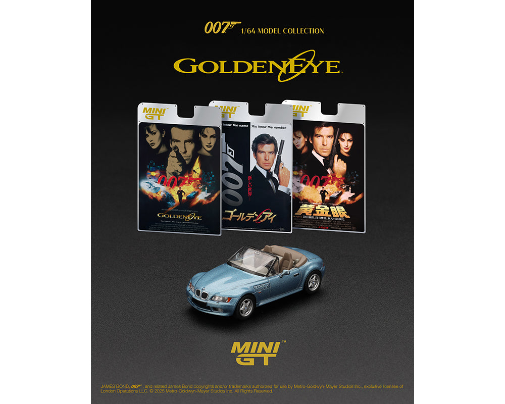 (PRE-ORDER 2026) Mini GT 1:64-BMW Z3 “GoldenEye” – Emallage Version Anglais-English Version Packaging MGT00914-007E