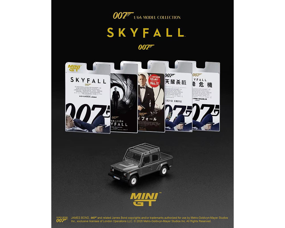 (PRE-ORDER 2026) Mini GT 1:64 James Bond 007 Land Rover Defender 110 Crew Cab “Skyfall” – English Packaging – Limited Edition (MGT00918-007E)