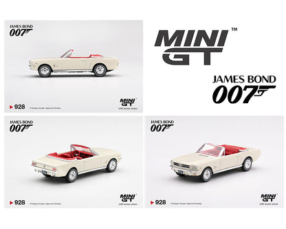 (PRE-ORDER 2027) Mini GT 1:64 James Bond 007 Ford Mustang Convertible 1964 « Goldfinger » – Emballage blister anglais – Édition limitée – MGT00928-007E