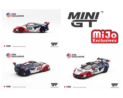 (PRE-ORDER 2026) Mini GT 1:64-Chevrolet Corvette ZR1 America 250 USA Exclusive LHD MGT01302-BL