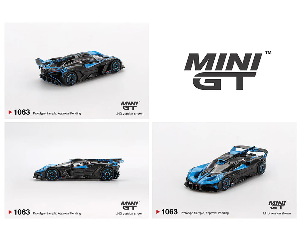(PRE-ORDER 2025) Mini GT- Bugatti Bolide Presentation – Black Blue MGT01063