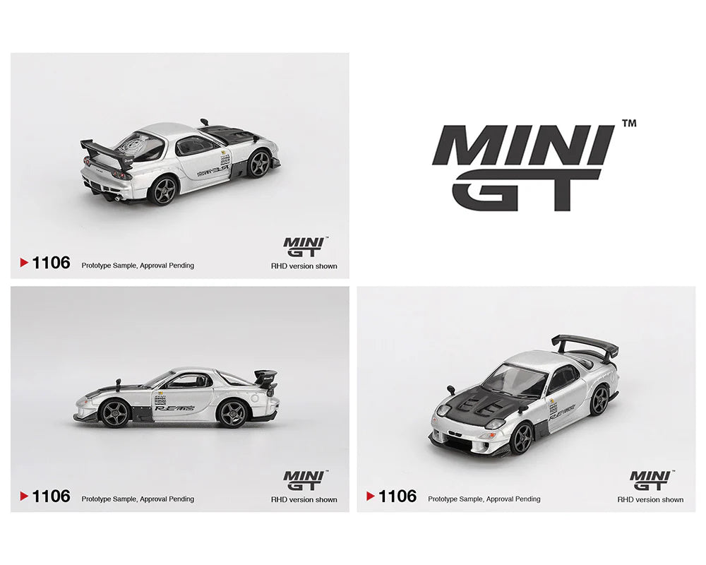 MINI GT- Mazda RX-7 RE-Amemiya – Silver Metallic MGT01106-BL