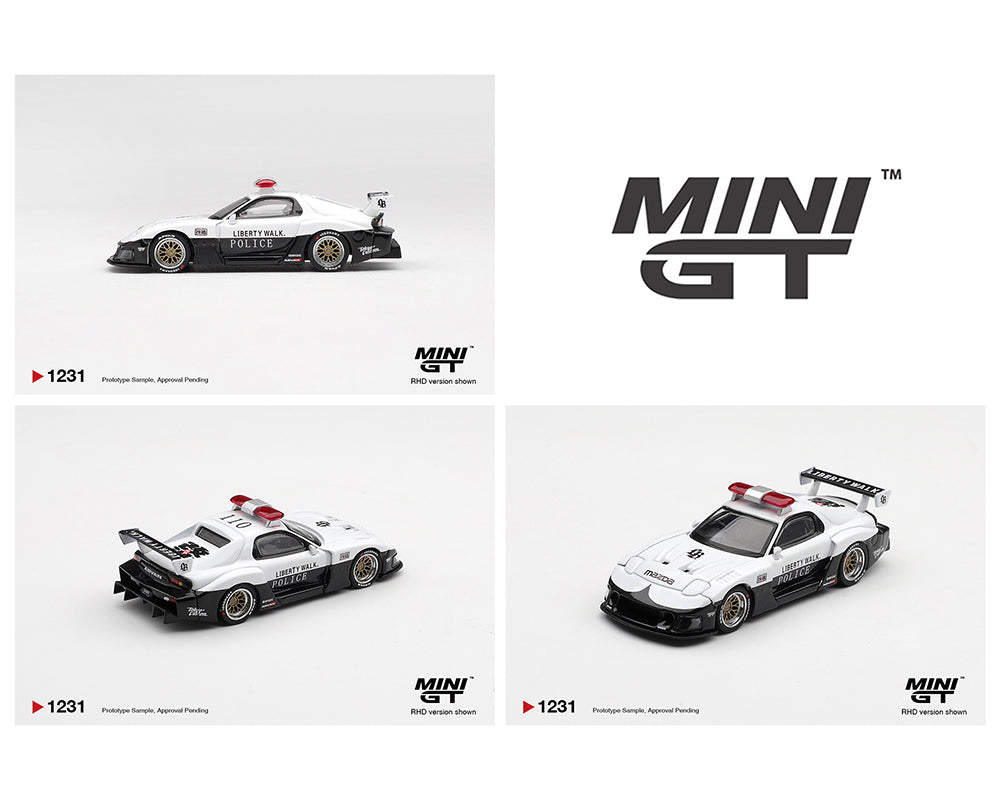 (PRE-ORDER 2026) Mini GT 1:64-MAZDA RX-7 LB-Super Silhouette Police – White MGT01231-BL