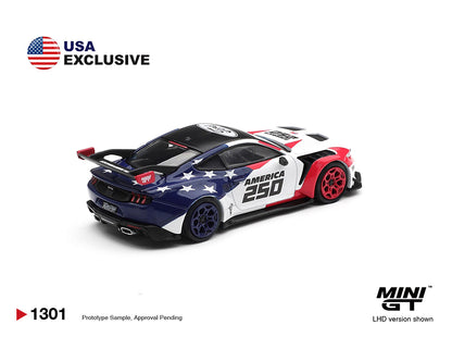 (PRE-ORDER 2026) Mini GT 1:64-Ford Mustang GTD America 250 USA Exclusive LHD MGT01301-BL