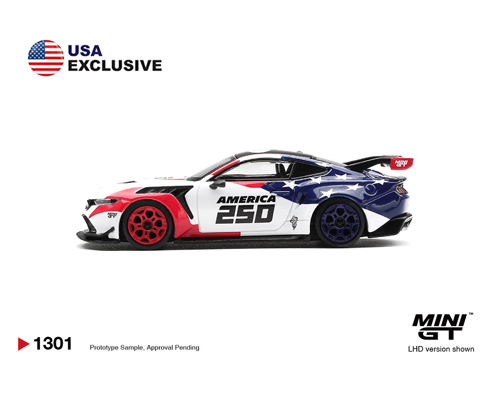 (PRE-ORDER 2026) Mini GT 1:64-Ford Mustang GTD America 250 USA Exclusive LHD MGT01301-BL