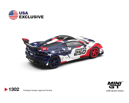 (PRE-ORDER 2026) Mini GT 1:64-Chevrolet Corvette ZR1 America 250 USA Exclusive LHD MGT01302-BL