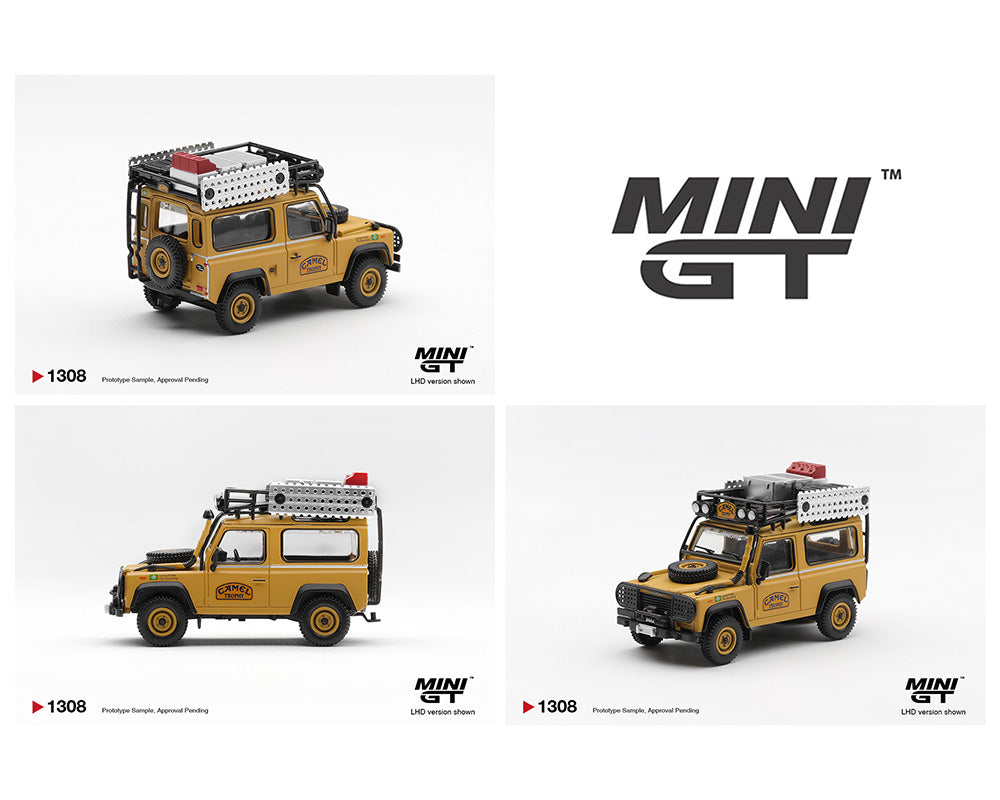 (PRE-ORDER 2026) Mini GT Land Rover Defender 90 1985 Camel Trophy Borneo Team Brazil – 1:64 (MGT01308-BL)