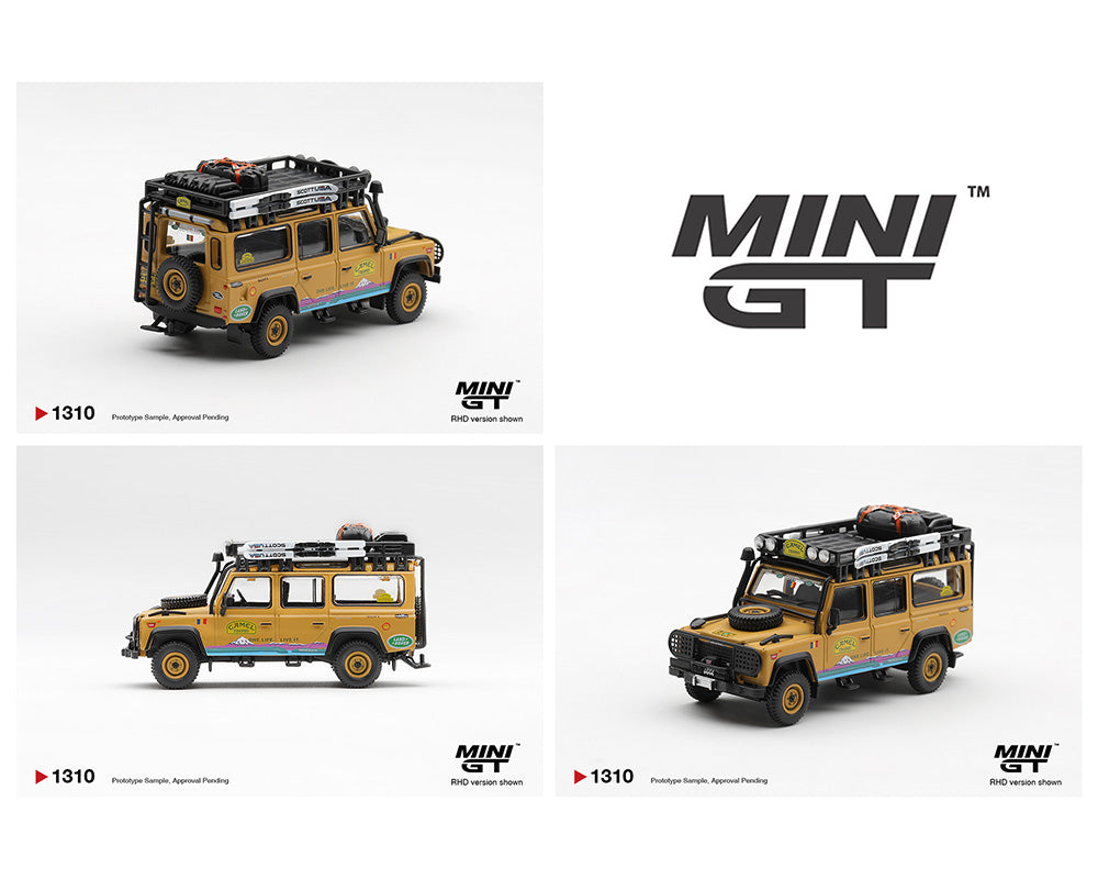 (PRE-ORDER 2026) Mini GT 1:64-Land Rover Defender 110 1998 Camel Trophy Tierra del Fuego CT.36 Romania MGT01310-BL