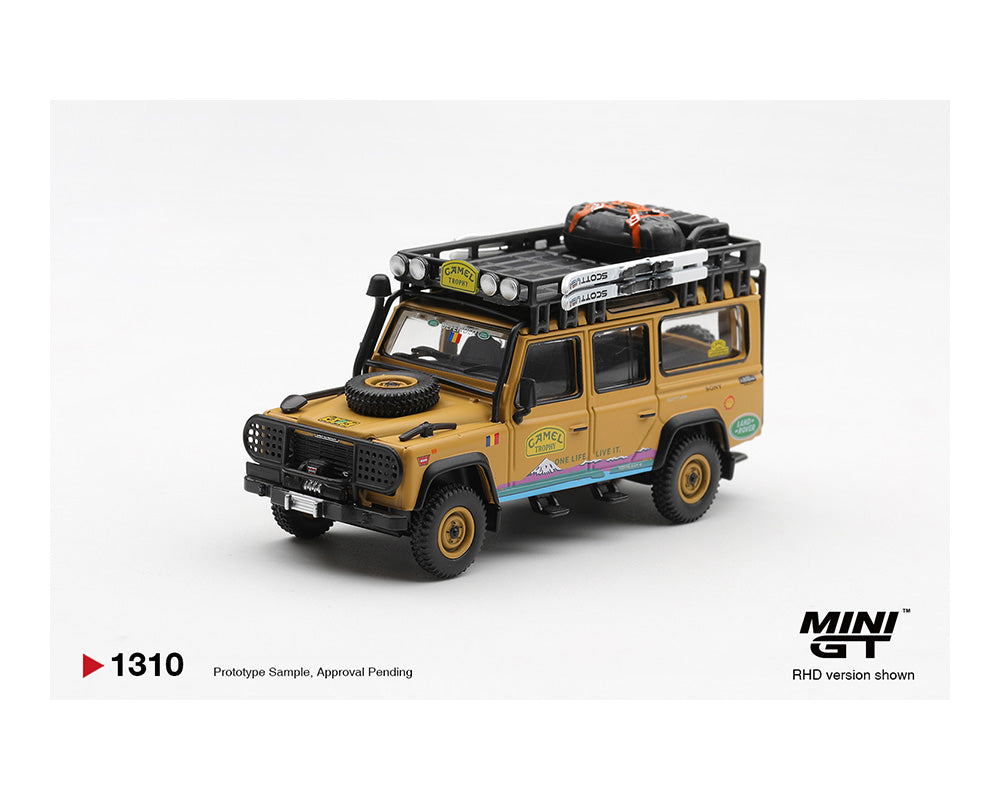 (PRE-ORDER 2026) Mini GT 1:64-Land Rover Defender 110 1998 Camel Trophy Tierra del Fuego CT.36 Romania MGT01310-BL