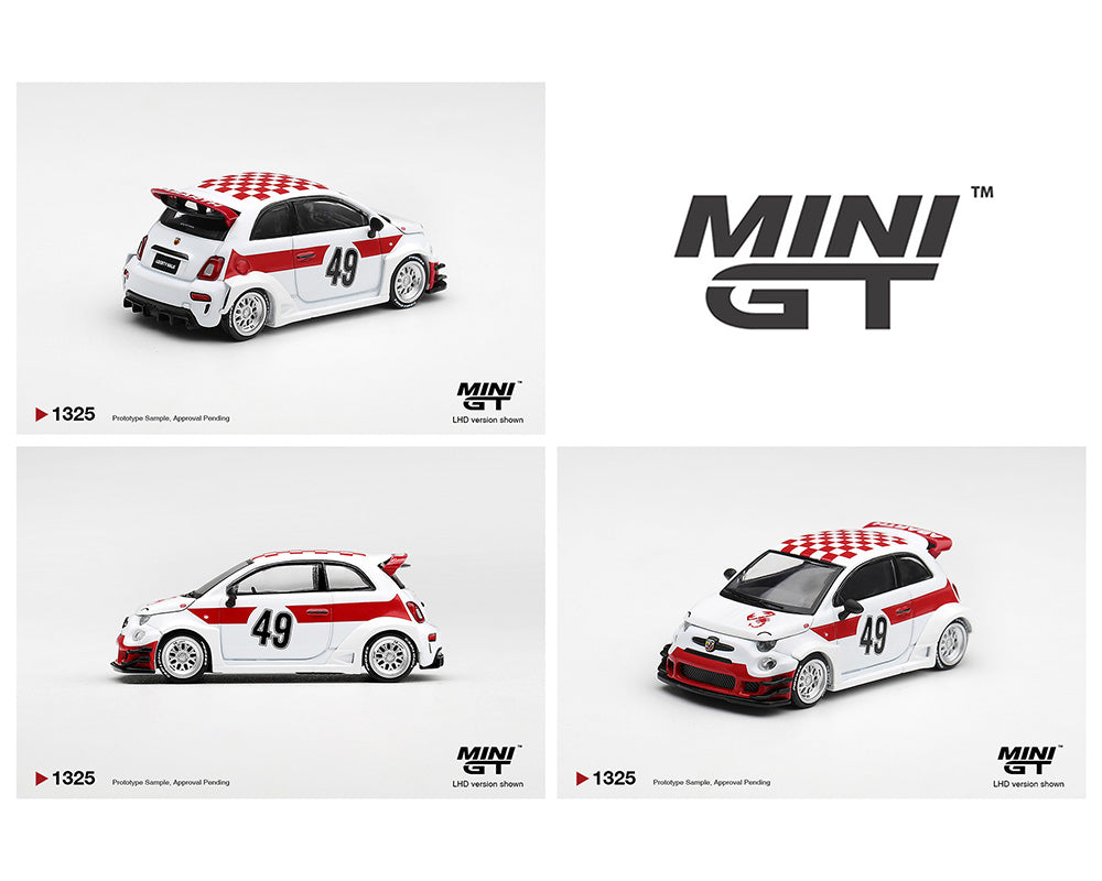 (PRE-ORDER 2026) Abarth 595 LB-WORKS x Abas Works White Mini GT 1:64 – MGT01325-BL