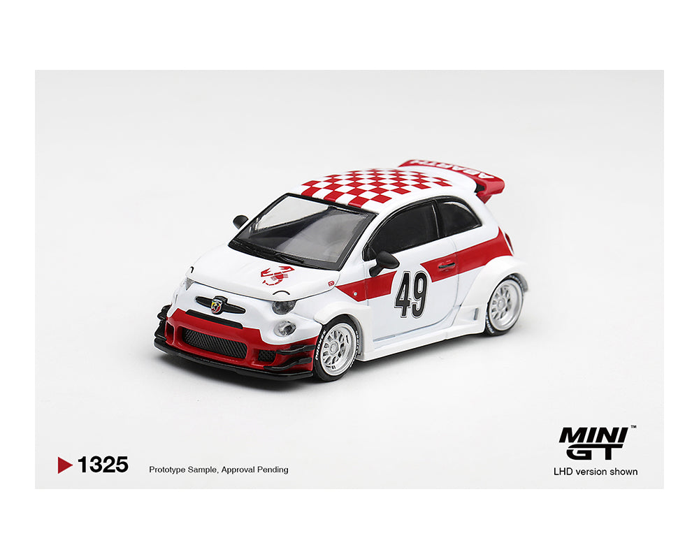 (PRE-ORDER 2026) Abarth 595 LB-WORKS x Abas Works White Mini GT 1:64 – MGT01325-BL