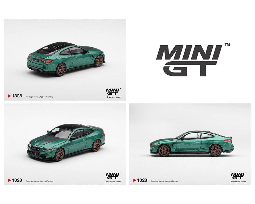 (PRE-ORDER 2026) Mini GT 1:64 BMW M4 CS vert Frozen Isle of Man métallisé édition limitée MGT01328-BL