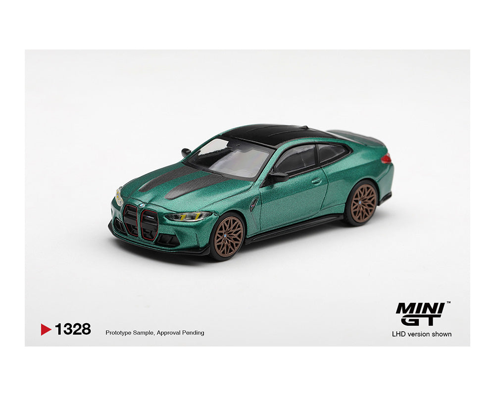 (PRE-ORDER 2026) Mini GT 1:64 BMW M4 CS vert Frozen Isle of Man métallisé édition limitée MGT01328-BL