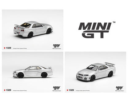 (PRE-ORDER 2026) Mini GT 1:64 Nissan NISMO R34 GT-R Z-tune Silver Limited Edition MGT01329-BL