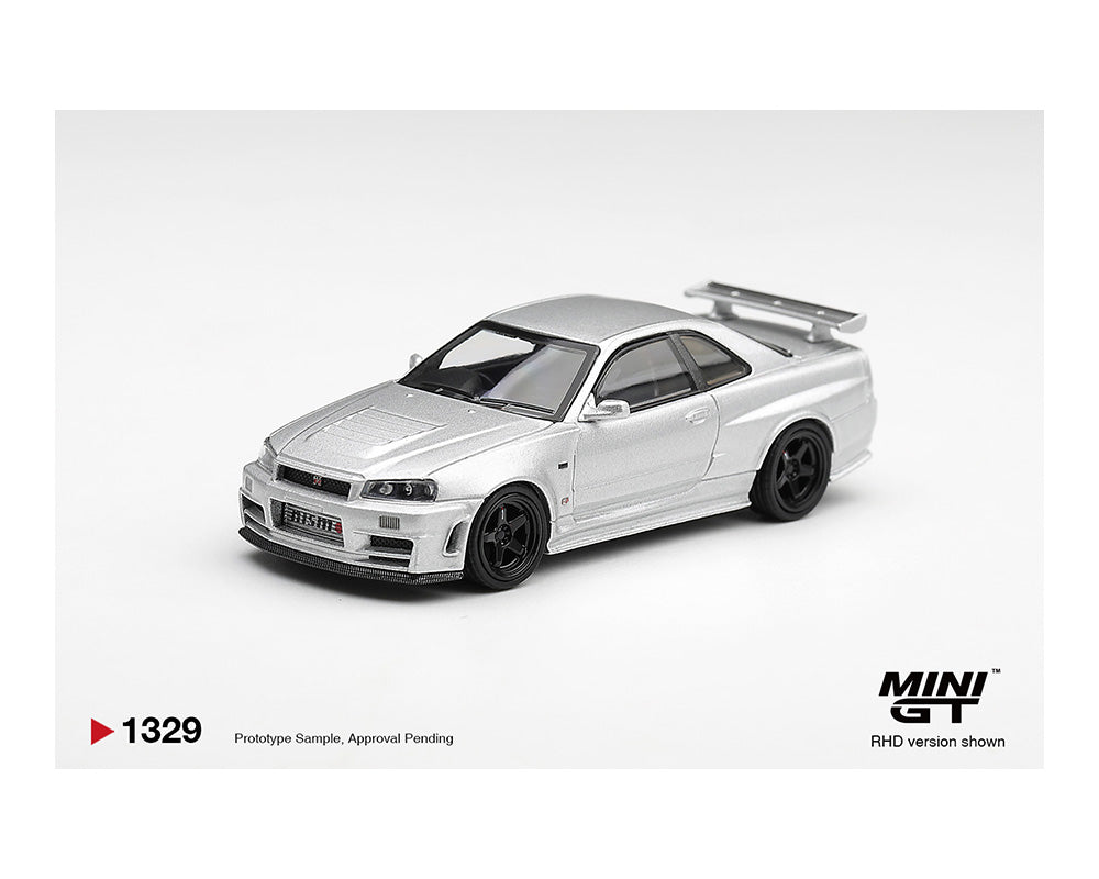 (PRE-ORDER 2026) Mini GT 1:64 Nissan NISMO R34 GT-R Z-tune Silver Limited Edition MGT01329-BL
