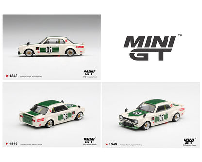 (PRE-ORDER 2027) Mini GT 1:64 Nissan Skyline LB-WORKS “HAKOSUKA” – White / Green – Limited Edition – MGT01343-BL