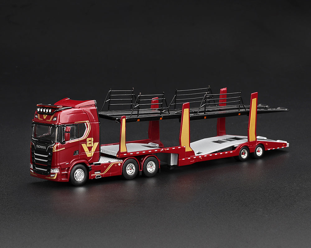 (PRE-ORDER 2026/2027) Mini GT 1:64 Scania 770S A6x4NA Car Transporter – V8 50th Anniversary – Red – Limited Edition – MGT01350-L