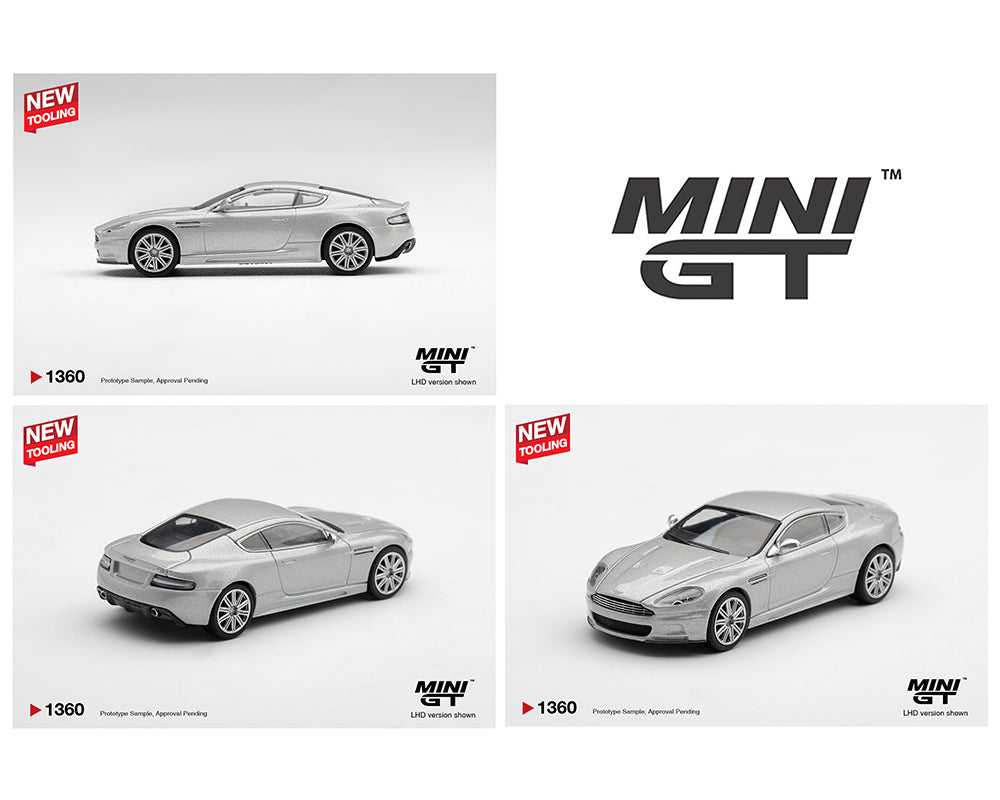 (PRE-ORDER 2027) Mini GT 1:64 Aston Martin DBS 2008 – Lightning Silver – Limited Edition – MGT01360-BL
