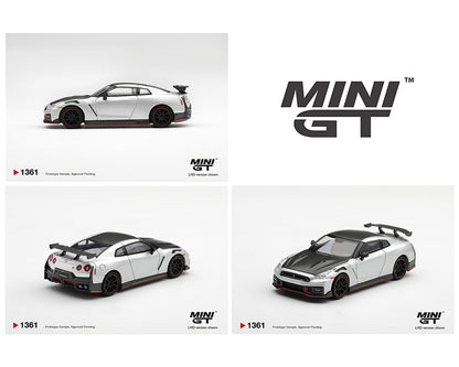 (PRE-ORDER 2027) Mini GT 1:64 Nissan GT-R NISMO 2024 – Argent – Édition limitée – MGT01361-BL