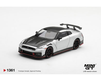 (PRE-ORDER 2027) Mini GT 1:64 Nissan GT-R NISMO 2024 – Argent – Édition limitée – MGT01361-BL