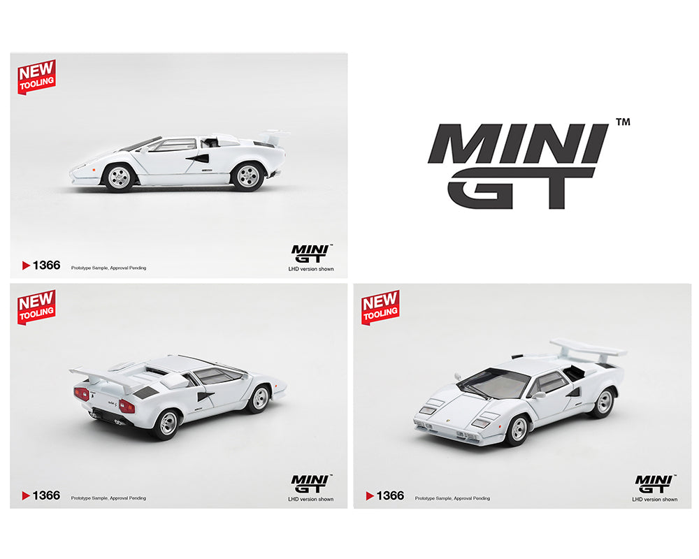 (PRE-ORDER 2027) Mini GT 1:64 Lamborghini Countach LP500S – White – Limited Edition – MGT01366-BL
