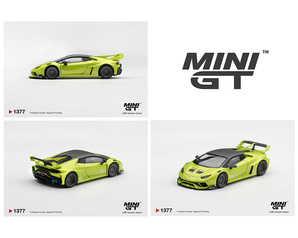 (PRE-ORDER 2027) Mini GT 1:64 Lamborghini Huracán LB★WORKS Lime Metallic – Limited Edition – MGT01377-BL