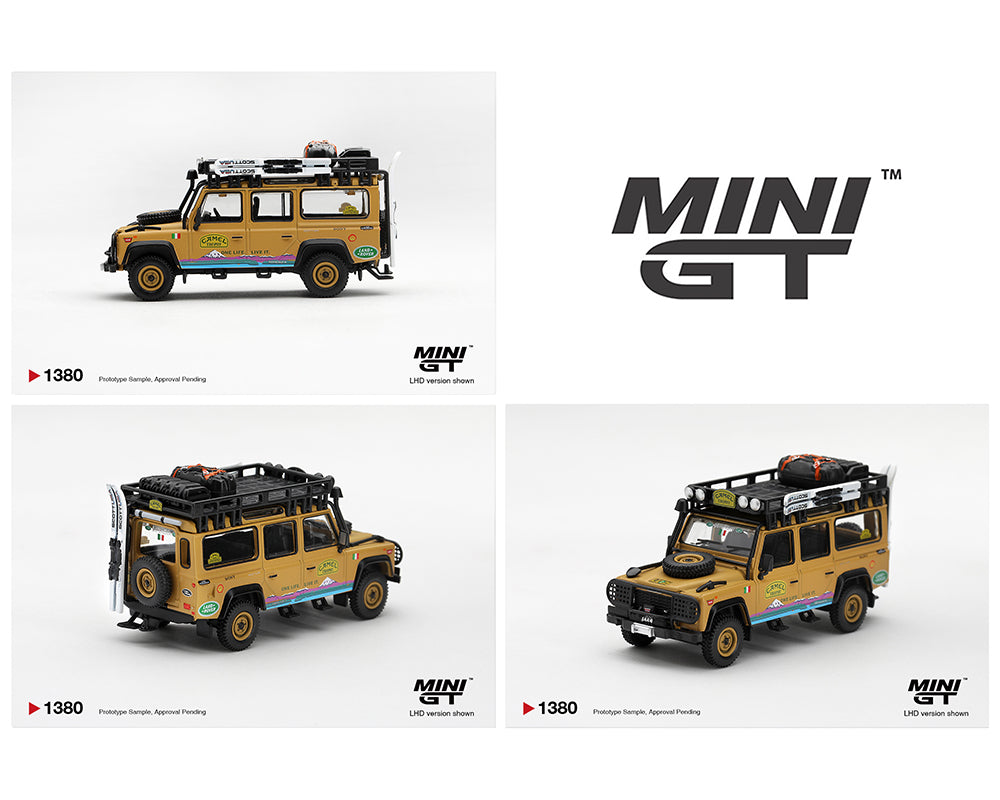 (PRE-ORDER 2027) Mini GT 1:64 Land Rover Defender 110 1998 Camel Trophy Tierra del Fuego CT.24 Italy – Limited Edition – MGT01380-BL