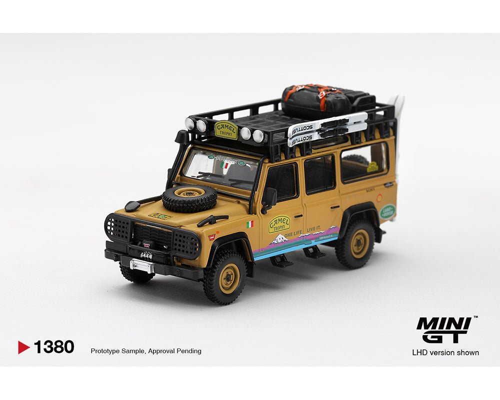 (PRE-ORDER 2027) Mini GT 1:64 Land Rover Defender 110 1998 Camel Trophy Tierra del Fuego CT.24 Italy – Limited Edition – MGT01380-BL