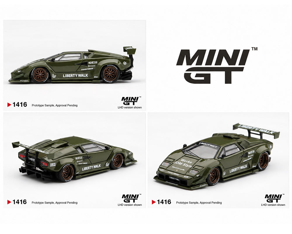 (PRE-ORDER 2026/2027) Mini GT 1:64 Lamborghini Countach LB-WORKS Army Green – Limited Edition – MGT01416-BL
