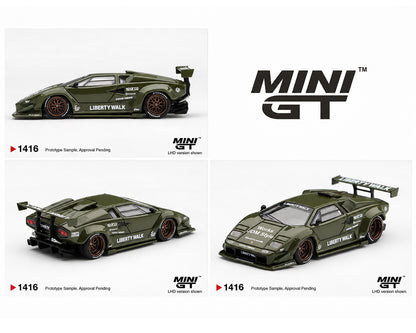(PRE-ORDER 2026/2027) Mini GT 1:64 Lamborghini Countach LB-WORKS Army Green – Limited Edition – MGT01416-BL