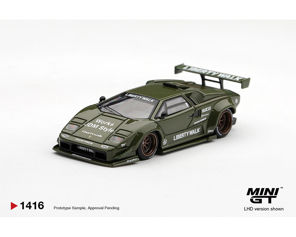 (PRE-ORDER 2026/2027) Mini GT 1:64 Lamborghini Countach LB-WORKS Army Green – Limited Edition – MGT01416-BL