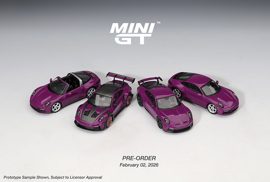(PRE-ORDER 2026) Mini GT-Porsche 911 (992.1) Rubystone Red Set of 4 – Special Edition MGTS0021