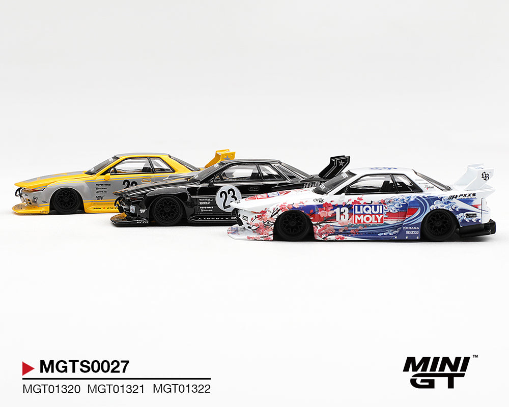 (PRE-ORDER 2027) Mini GT 1:64 INOZETEK x Liberty Walk Nissan Skyline GT-R (R32) 2026 Show Edition – 3-Car Set MGTS0027
