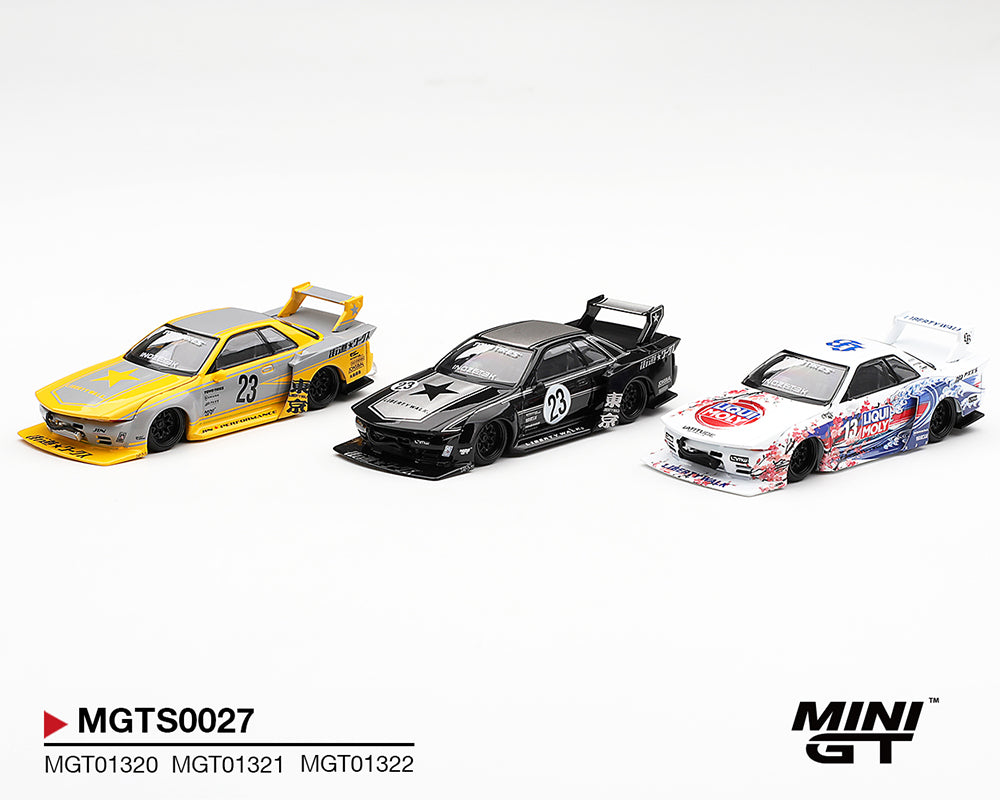 (PRE-ORDER 2027) Mini GT 1:64 INOZETEK x Liberty Walk Nissan Skyline GT-R (R32) 2026 Show Edition – 3-Car Set MGTS0027