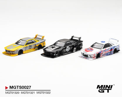 (PRE-ORDER 2027) Mini GT 1:64 INOZETEK x Liberty Walk Nissan Skyline GT-R (R32) 2026 Show Edition – 3-Car Set MGTS0027