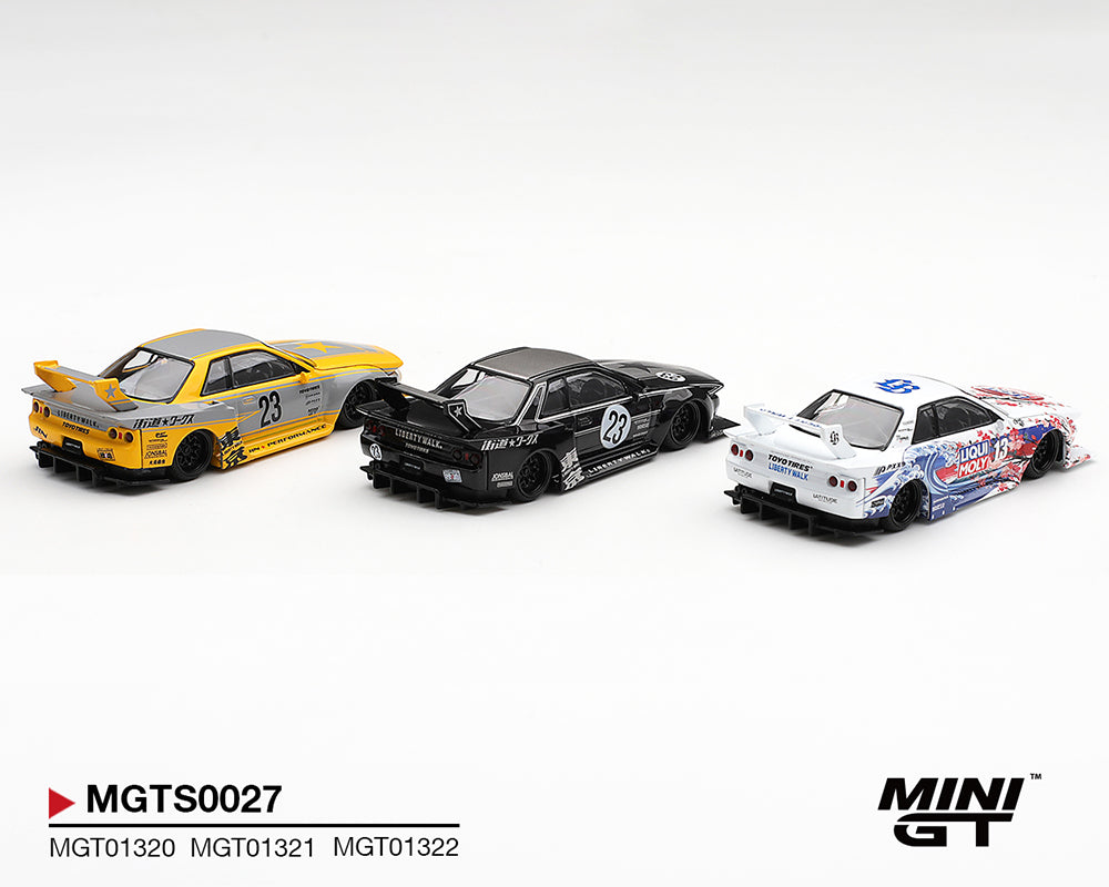 (PRE-ORDER 2027) Mini GT 1:64 INOZETEK x Liberty Walk Nissan Skyline GT-R (R32) 2026 Show Edition – 3-Car Set MGTS0027