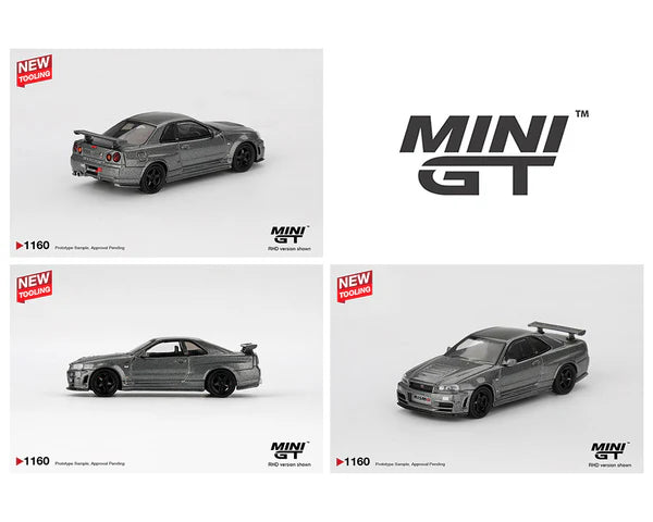 (PRE-ORDER 2026) MINI GT-Nissan Skyline GT-R Dark Metal Gray (NISMO BNR34 CRS Version) MGT01160-BL