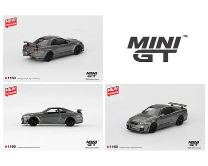 (PRE-ORDER 2026) MINI GT-Nissan Skyline GT-R Dark Metal Gray (NISMO BNR34 CRS Version) MGT01160-BL