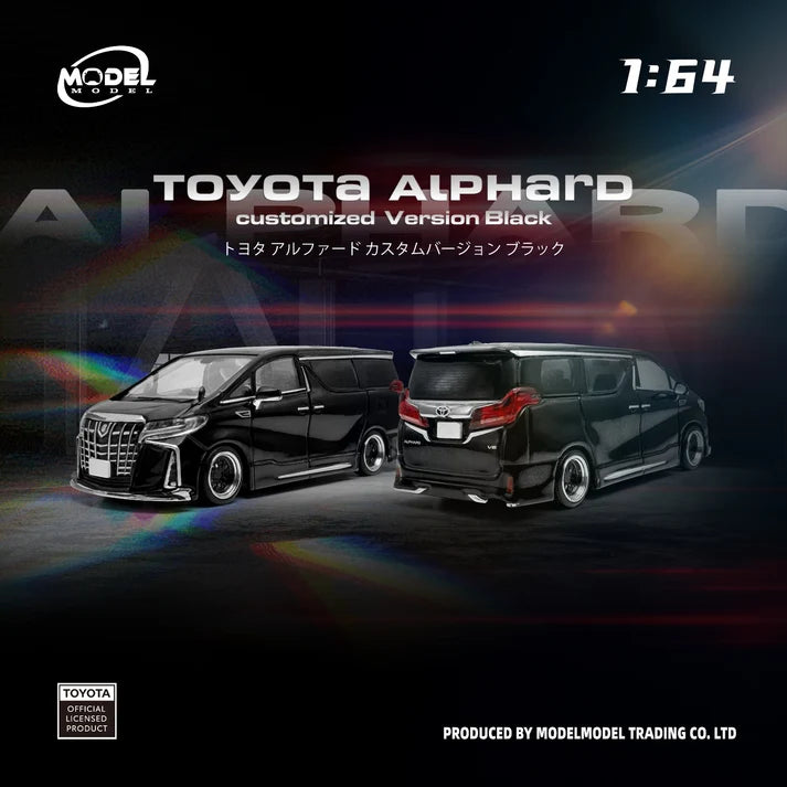MODELMODEL 1:64 Toyota Alphard Customized Version Black (Emballage Blister) – MM64-Alphard-001