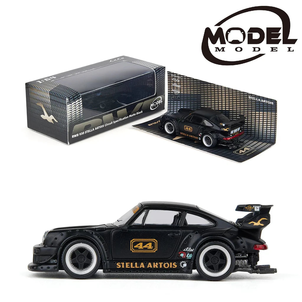 (PRE-ORDER 2025) MODELMODEL 1/64 - RWB Porsche 930 Circuit Specification Matte Black &quot;Stella Artois&quot; - MM64-RWB930-001