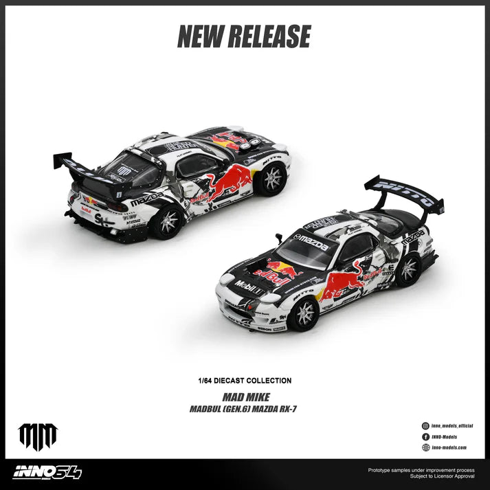 (PRE-ORDER 2026) Mazda RX-7 Mad Mike Madbul Gen.6 – INNO64 1:64 IN64-RX7MM-02