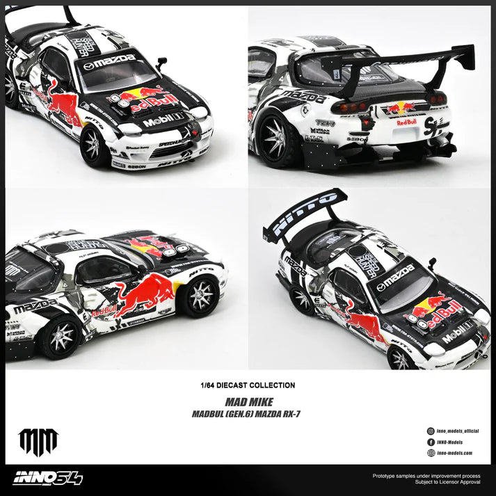 (PRE-ORDER 2026) Mazda RX-7 Mad Mike Madbul Gen.6 – INNO64 1:64 IN64-RX7MM-02