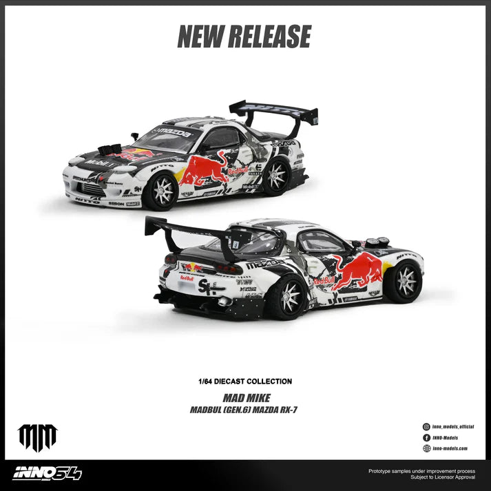 (PRE-ORDER 2026) Mazda RX-7 Mad Mike Madbul Gen.6 – INNO64 1:64 IN64-RX7MM-02