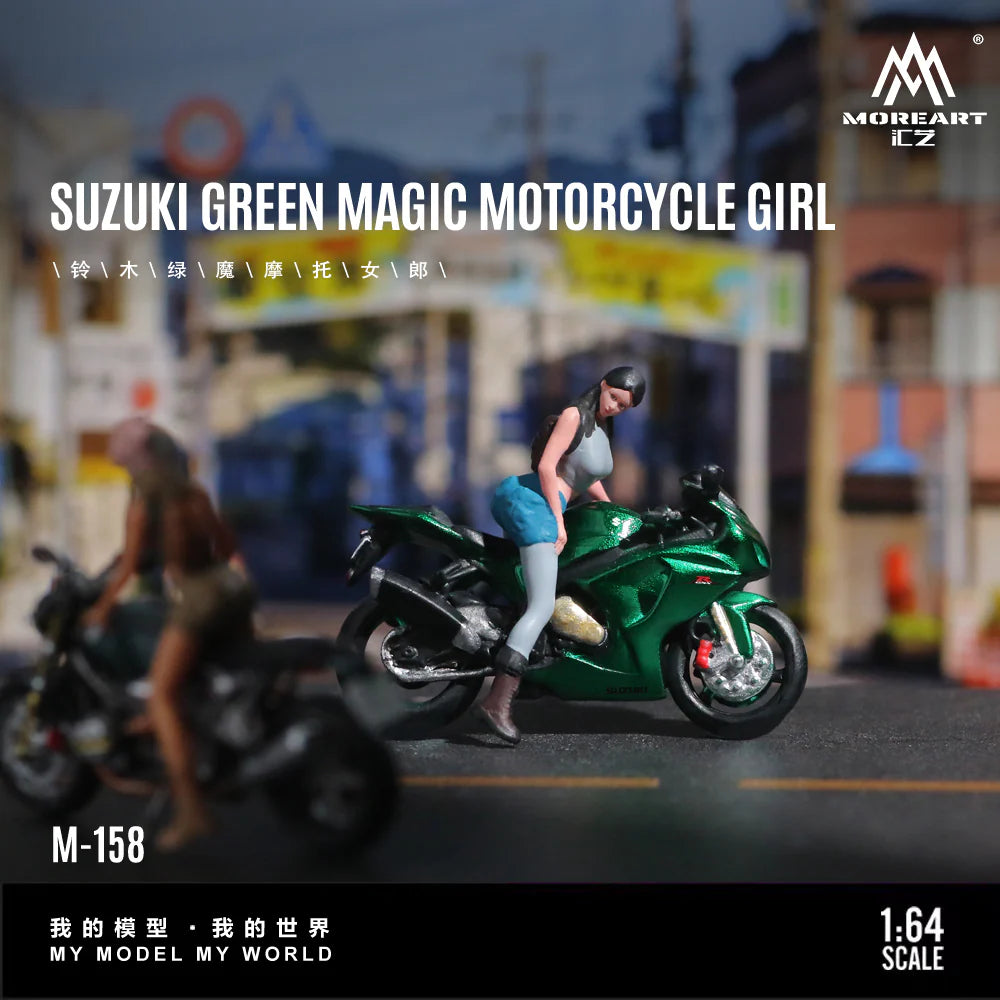 MoreArt 1/64 - Suzuki Green Magic Motorcycle Girl - MO222158
