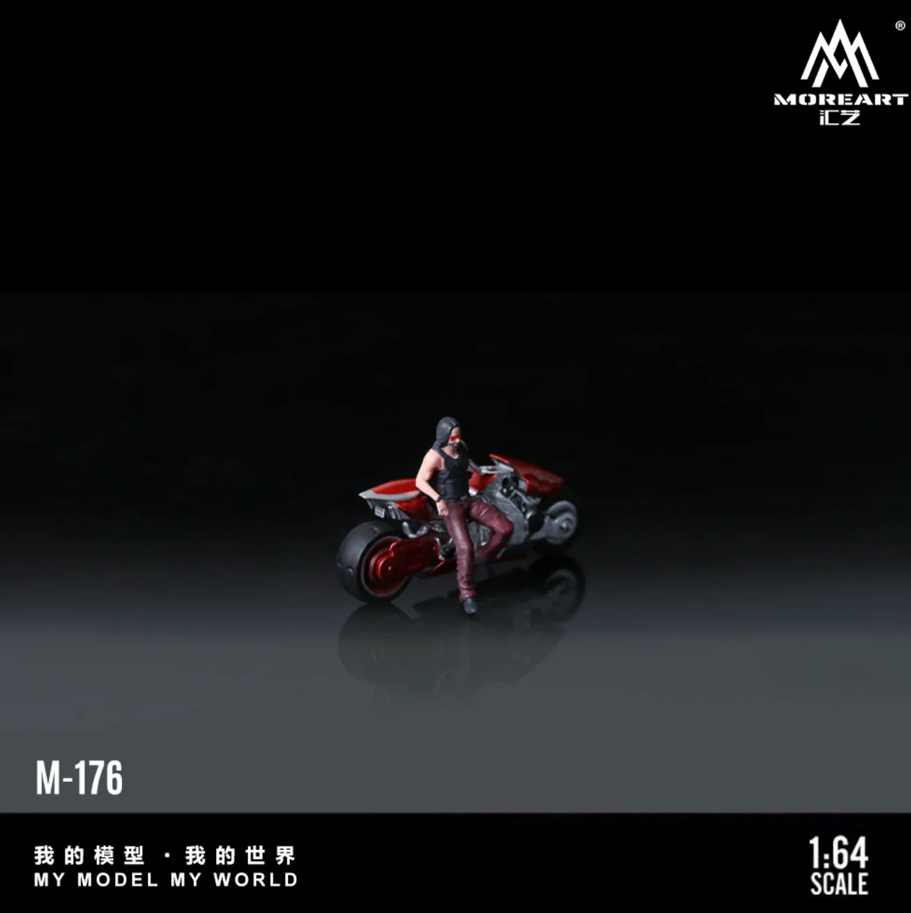 MoreArt 1/64 - Red Silver Handcyber Motorcycle - MO222176