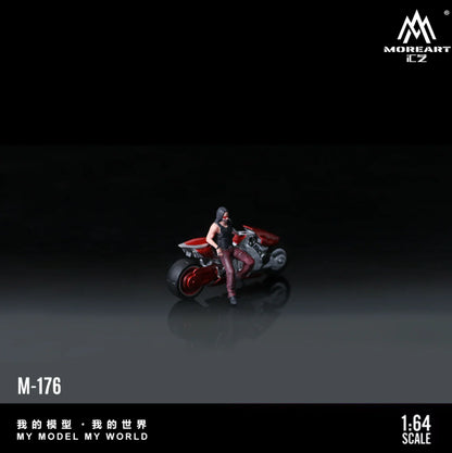 MoreArt 1/64 - Red Silver Handcyber Motorcycle - MO222176