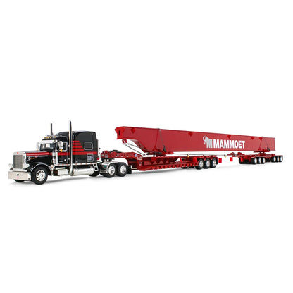 First Gear 1:64 Mammoet Peterbilt 379 with Fontaine Magnitude Lowboy Trailer, ERMC 6-Axle Hydra Steer &amp; Bridge Beam Load – 69-2271